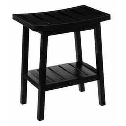 Stołek Bambusowy z półką Czarny