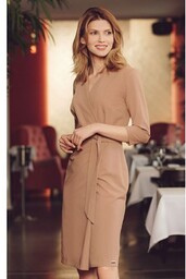 Sukienka damska elegancka brązowa M654, Kolor brązowy, Rozmiar