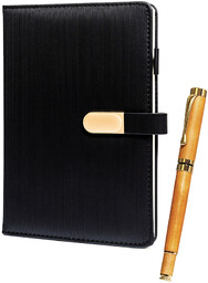 Zestaw prezentowy: czarny, elegancki notes A5 w linie