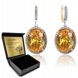 Kolczyki Srebrne 925 Z Cyrkoniami I Cytrynem Biżuteria