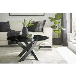 Stolik kawowy okrągły szklany szary / czarny 80