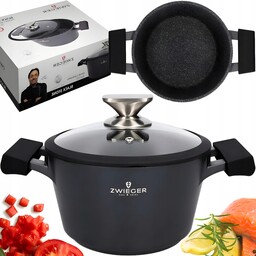 Zwieger Garnek Z Pokrywą Aluminiowy NonStick Indukcja Black