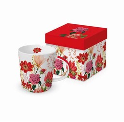 Kubek Czerwone kwiaty (350 ml) w ozdobnym pudełku