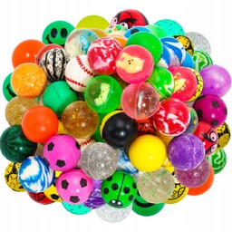 40x PIŁECZKI PIŁKI KULKI KAUCZUKOWE SKACZĄCE ANTYSTRESOWE MIX