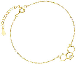 Delikatna pozłacana srebrna bransoletka celebrytka plaster miodu cyrkonia