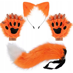 Kostium Lisa strój Lis uszy rękawiczki ogon Zestaw