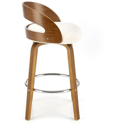 Hoker z oparciem tapicerowany kremowy / orzech /