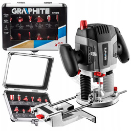 Graphite Frezarka Górnowrzecionowa 1300W Frezy Walizka 12 szt.