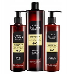 AVON Senses zestaw Essence bergamotka Green tea ELIKSIR,0MYDŁO,KREM