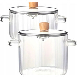 2 x Garnek Szklany ze Szklaną Pokrywką