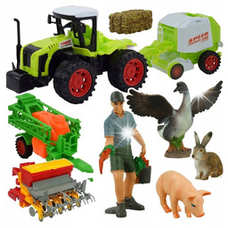 Traktor Ciągnik Maszyny Rolnicze Zestaw Farmera Figurki Zwierząt