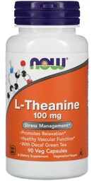 L-Theanine z Zieloną Herbatą 100mg, NOW Foods, 90