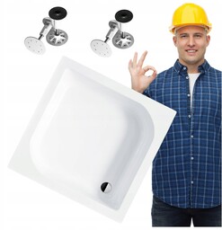 Brodzik Akrylowy Głęboki Besco Ares 70x70x16 Nogi Powłoka
