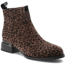 S.Barski Brązowe Botki Eleganckie Buty Damskie Panterka