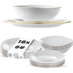 Zestaw obiadowy Cesena biały ze złotym rantem 6