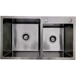 Zlewozmywak stalowy dwukomorowy STEEL 7845 CZARNY (Outlet 5)