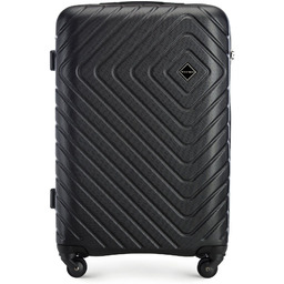 Średnia walizka z ABS-u z geometrycznym tłoczeniem czarna