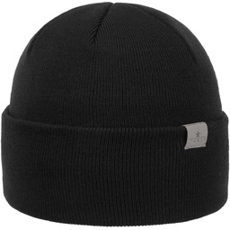 Czapka z Mankietem Fine Merino by Lierys, czarny,