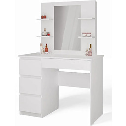 Edinos Premium Biała lewostronna toaletka z lustrem