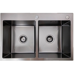 Zlewozmywak stalowy dwukomorowy STEEL 7549 CZARNY (Outlet6)