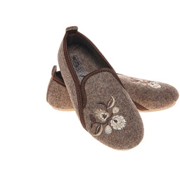 Bambosze damskie z gumką filc domowe kapcie zabudowane