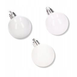 Bombka plastikowa biała 4cm, 24 sztuki w opakowaniu