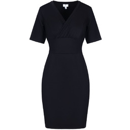 Klasyczna sukienka mała czarna ołówkowa z kopertowym dekoltem