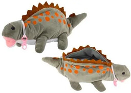 Piórnik pluszowy dinozaur szary - Leantoys
