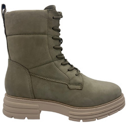 Buty damskie botki ocieplane khaki Tamaris skórzane bikery