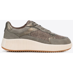 Damskie sneakersy na platformie szaro - brązowe