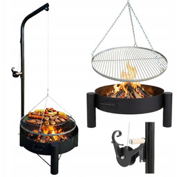 Ogrodowy grill żuraw obrotowy z paleniskiem 70 cm