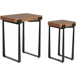 Home ESPRIT Zestaw 2 stołów Brązowy Czarny Żelazo