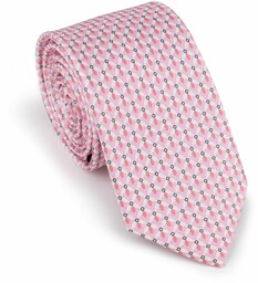 Krawat jedwabny wzorzysty różowo-niebieski