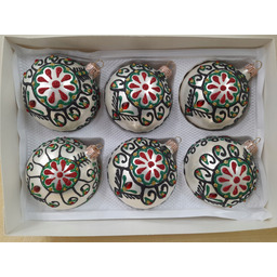 Zestaw 6 Bombek Polskie Szklane 8 CM Białe