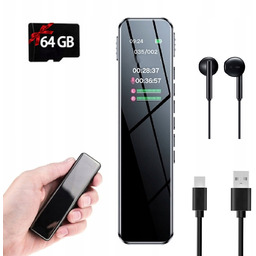 Dyktafon Cyfrowy Profesjonalny MP3 Detekcja 1536 kb/s +64GB