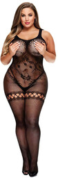 Baci Plus Size - wzorzysty czarny bodystocking (XL-XXL)