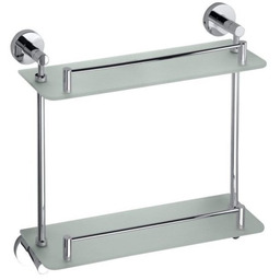 Półka szklana podwójna 400x380x120 mm wiercenie/klejenie, chrom X-ROUND