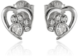 Delikatne rodowane srebrne kolczyki serca serduszka psie kocie