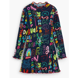 Sukienka z długim rękawem z napisami