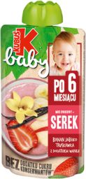Kubuś Baby Mus + Serek, banan, jabłko, truskawka