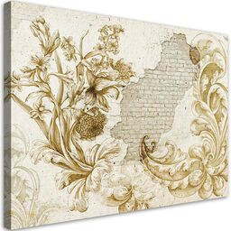 Obraz na płótnie, Fresk roślinny boho 120x80