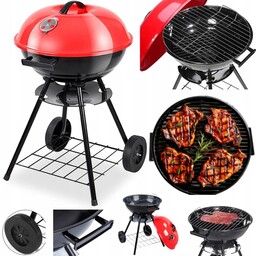Grill Węglowy Bbq Ogrodowy Brykiet Zamykany na Kółkach