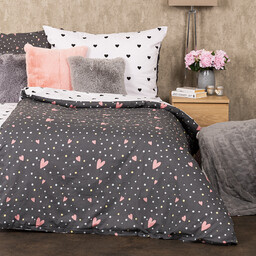 4Home Pościel bawełniana Serduszka, 160 x 200 cm,