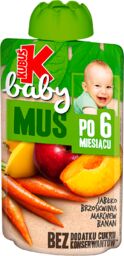 Kubuś Baby Mus, jabłko, brzoskwinia, marchew, banan, po