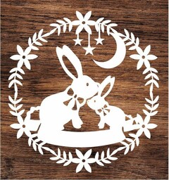 Wielkanocny wianek z króliczkami- wycinanka z kartonu