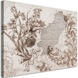Obraz na płótnie, Fresk roślinny shabby chic 120x80