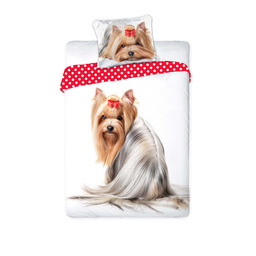 Faro Pościel bawełniana 140x200 Pies słodki York groszki