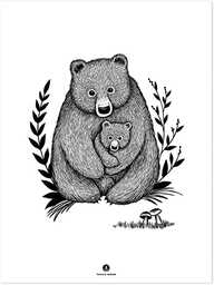 Plakat (30 x 40 cm, rodzina niedźwiedź
