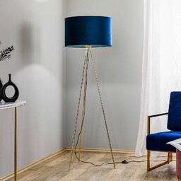 Domiluce Lampa stojąca Monaco, trójnóg, niebieski aksamit