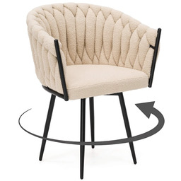 Krzesło obrotowe DC-7077S360 Beż boucle Czarne nogi